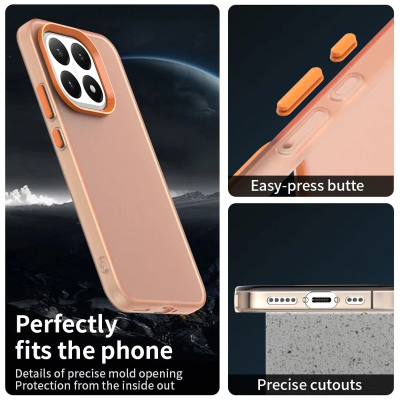 For Xiaomi 15T Case PC + TPU + PET Matte Anti-Drop Phone Back Cover - Orange