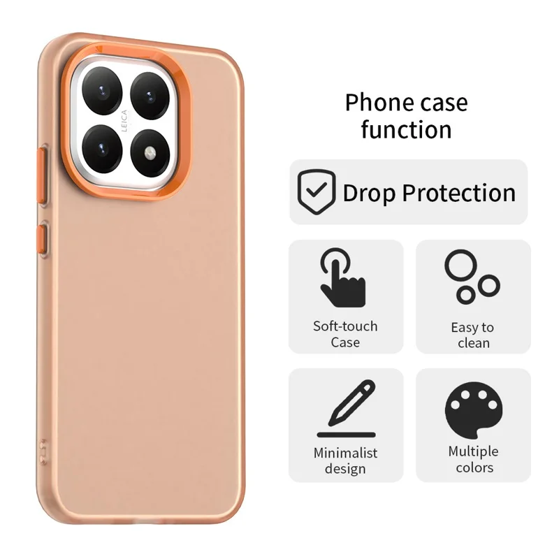 For Xiaomi 15T Case PC + TPU + PET Matte Anti-Drop Phone Back Cover - Orange