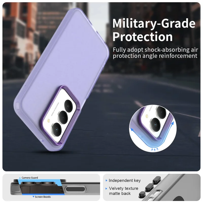 Für Xiaomi Redmi 15 5G (Global) (169 mm) Hülle PC + TPU + PET Matt Anti-Drop Handy-Rückseite – Lila