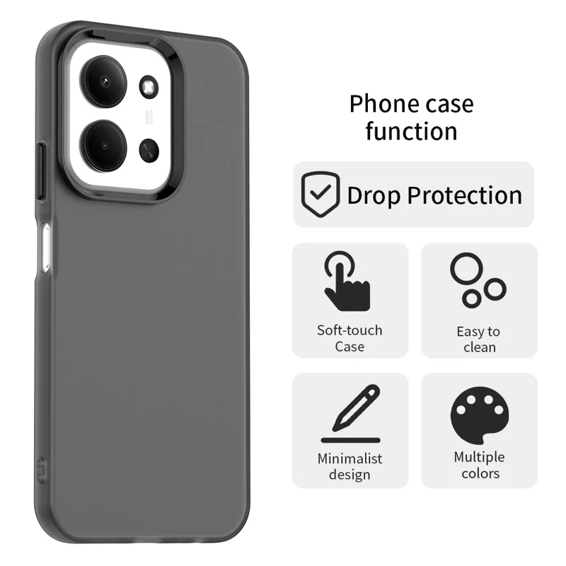 For Xiaomi Redmi 15C 4G (Global) (171mm) Case PC + TPU + PET Matte Anti-Drop Phone Back Cover - Black