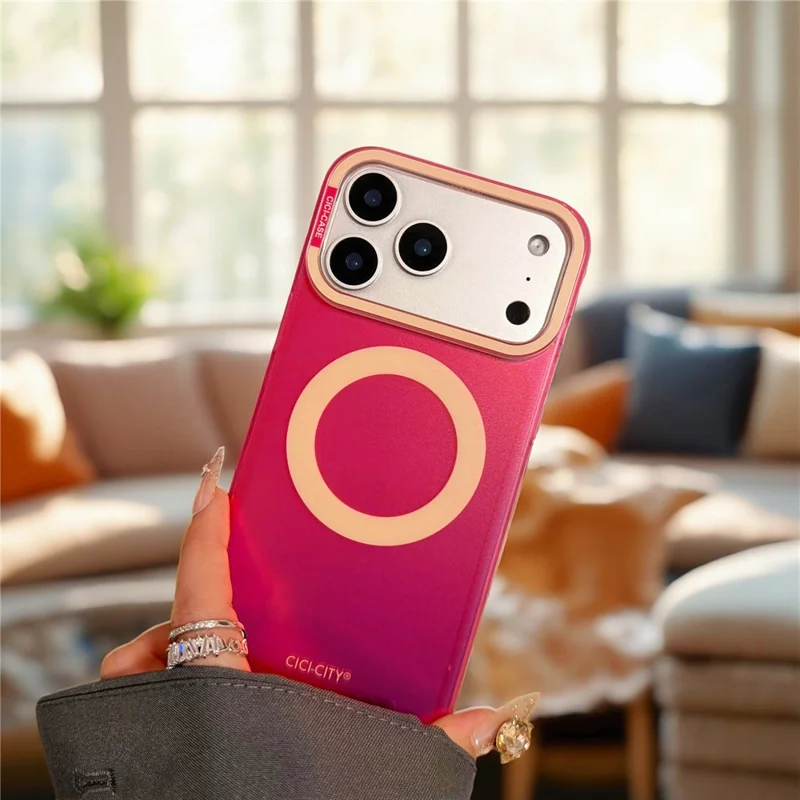 CICI-CITY Capa Magnética para iPhone 17 Pro Max Compatível com MagSafe Capa para Telemóvel PC + TPU IMD - Vermelho