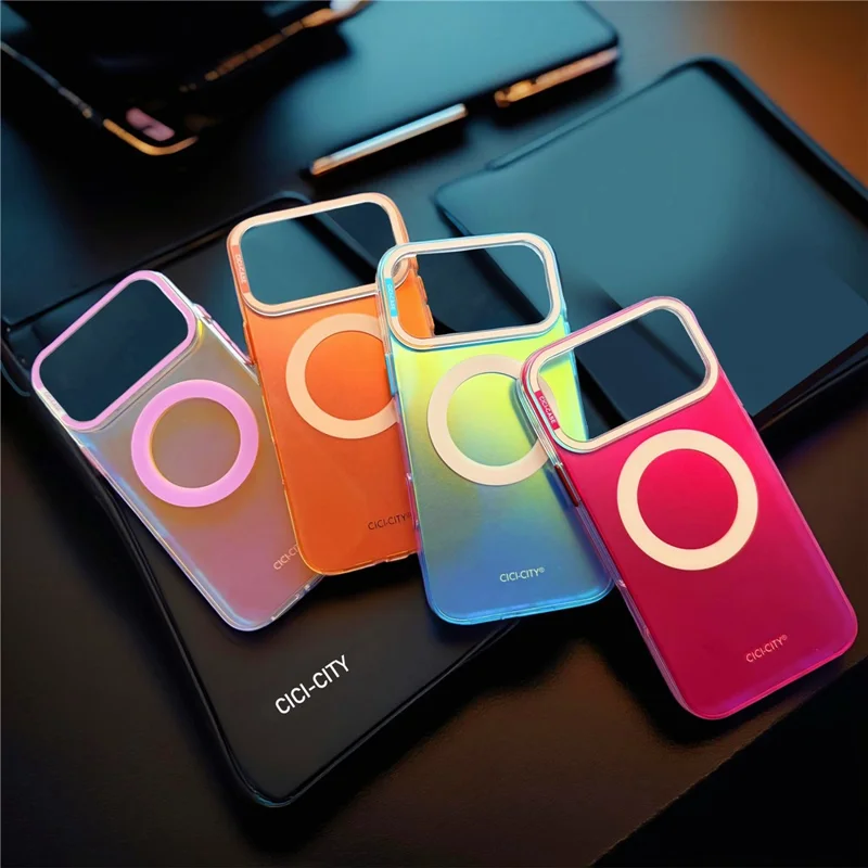 CICI-CITY Capa Magnética para iPhone 17 Pro Max Compatível com MagSafe Capa para Telemóvel PC + TPU IMD - Vermelho