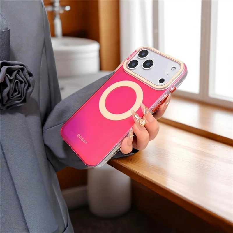 CICI-CITY Capa Magnética para iPhone 17 Pro Compatível com MagSafe Capa para Telemóvel PC + TPU IMD - Vermelho