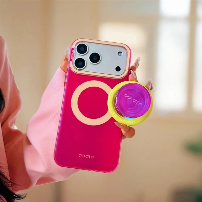 CICI-CITY Capa Magnética para iPhone 17 Pro Compatível com MagSafe Capa para Telemóvel PC + TPU IMD - Vermelho