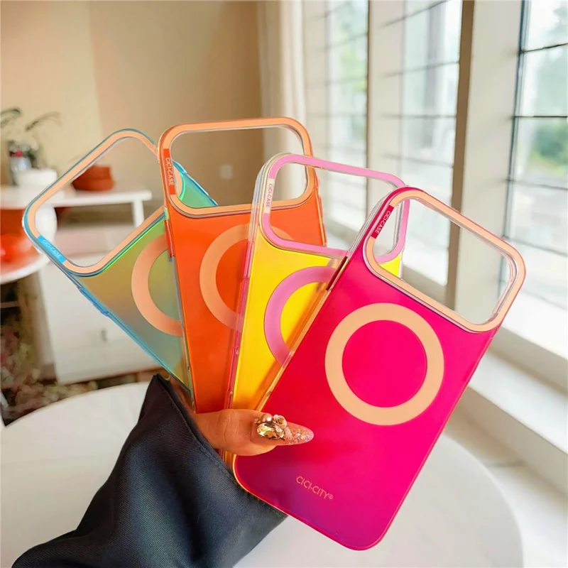 CICI-CITY Capa Magnética para iPhone 17 Pro Compatível com MagSafe Capa para Telemóvel PC + TPU IMD - Vermelho