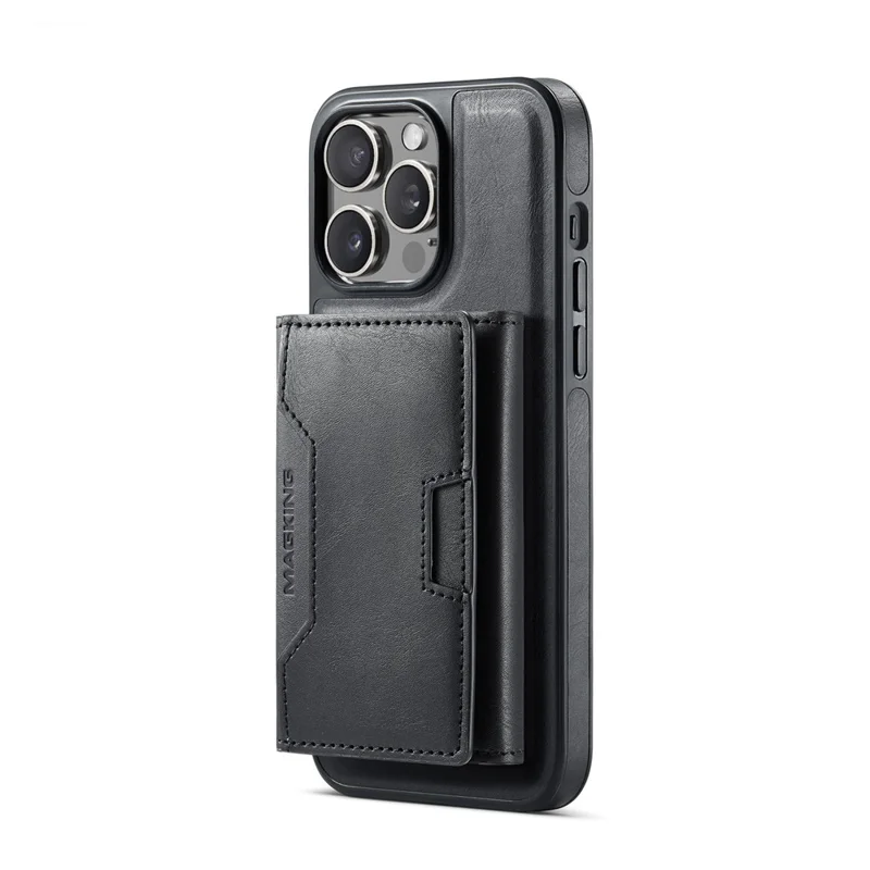 MAGKING K4 Series Pour iPhone 14 Pro Coque Compatible avec MagSafe Portefeuille Détachable en PU TPU PC - Noir