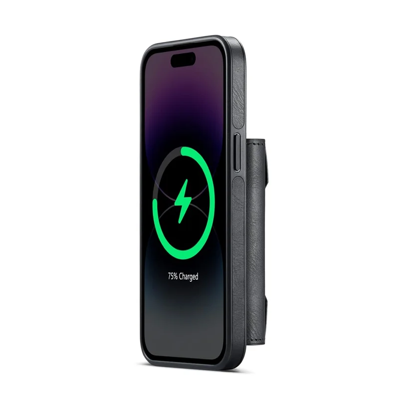 MAGKING K4 Series Pour iPhone 14 Pro Coque Compatible avec MagSafe Portefeuille Détachable en PU TPU PC - Noir