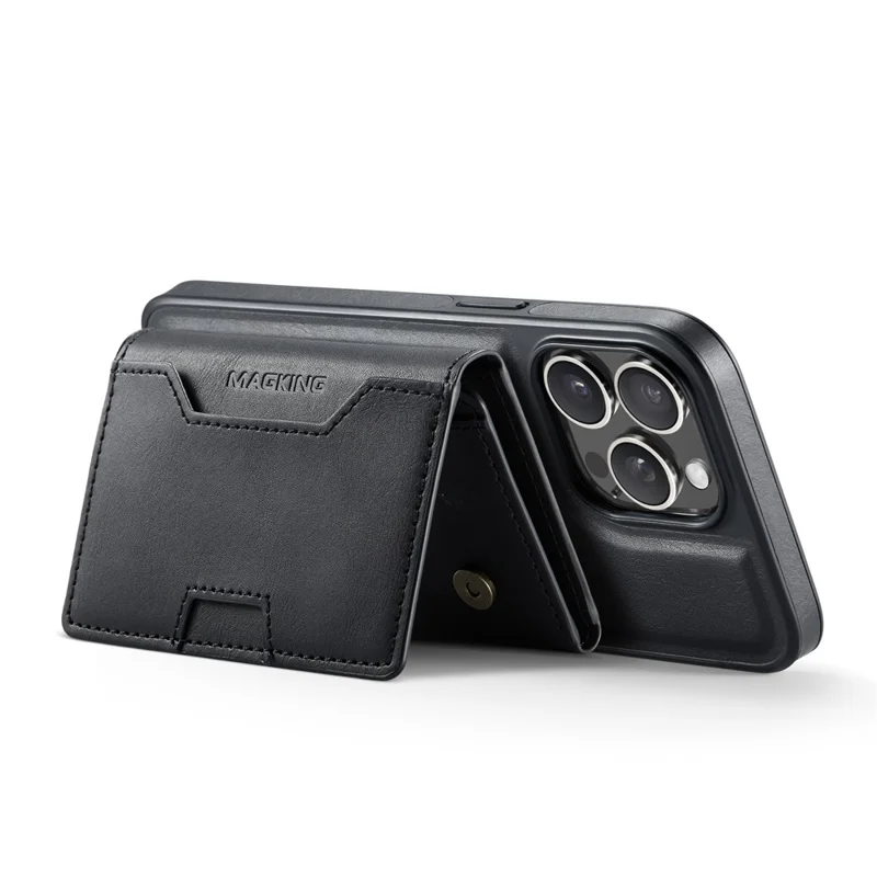 MAGKING K4 Series Pour iPhone 14 Pro Coque Compatible avec MagSafe Portefeuille Détachable en PU TPU PC - Noir