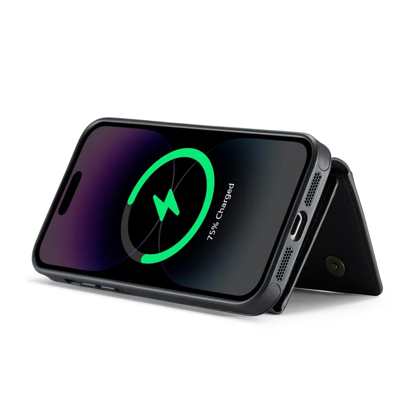 MAGKING K4 Series Pour iPhone 14 Pro Coque Compatible avec MagSafe Portefeuille Détachable en PU TPU PC - Noir