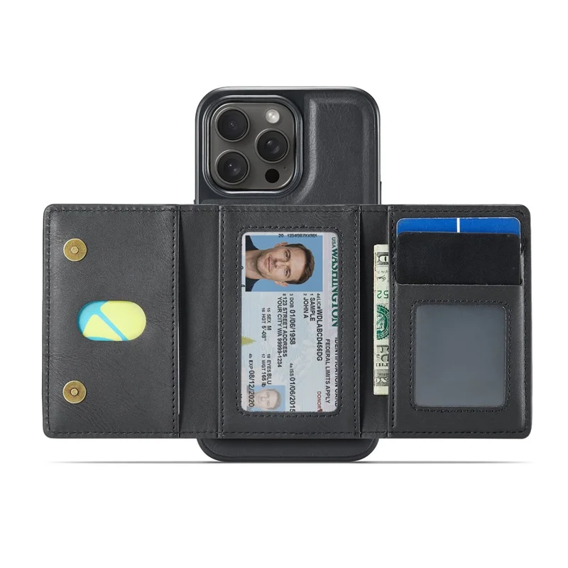 MAGKING K4 Series Pour iPhone 14 Pro Coque Compatible avec MagSafe Portefeuille Détachable en PU TPU PC - Noir