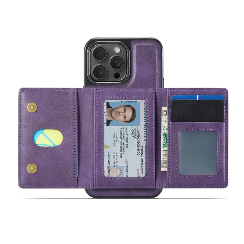 MAGKING K4 Series Obudowa na iPhone 14 Pro Max Kompatybilna z MagSafe, Odłączany Portfelik, Pokrowiec z PU, TPU i PC - Fioletowy