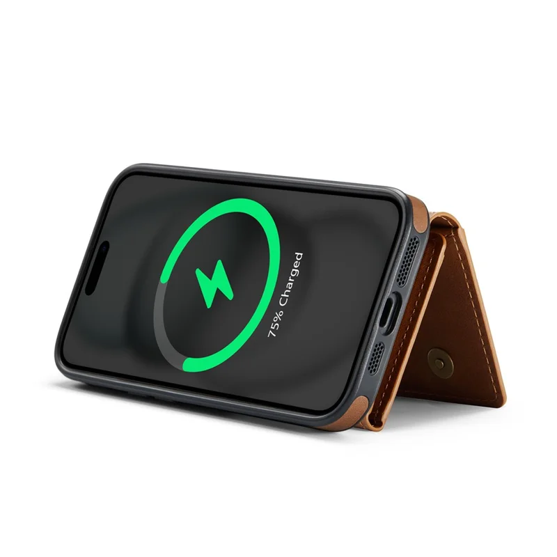 MAGKING K4-serie til iPhone 15 Skærm med kompatibilitet til MagSafe, aftagelig tegnebog, PU TPU PC telefonbeskytning - Brun