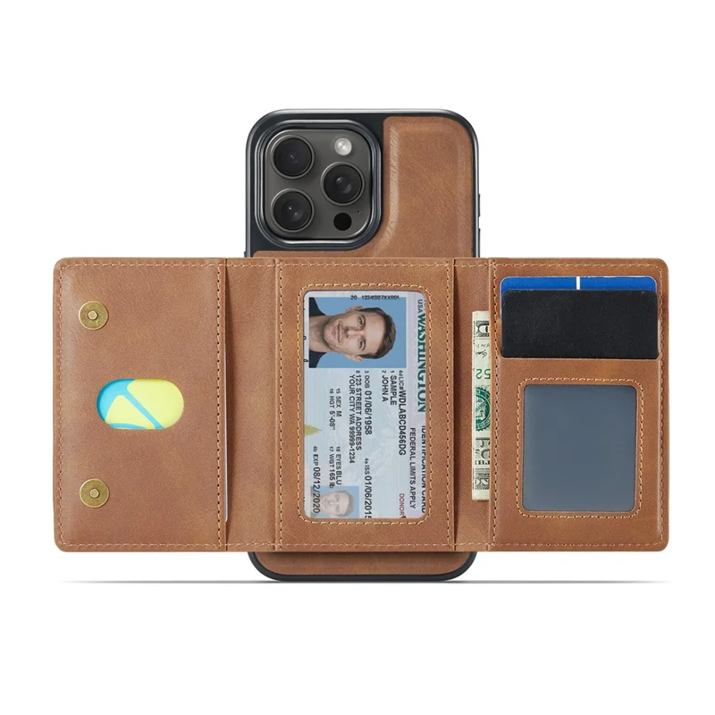 MAGKING سلسلة K4 لهاتف iPhone 15 Pro غطاء متوافق مع MagSafe محفظة قابلة للفصل غطاء هاتف من مادة PU وTPU وPC - بني