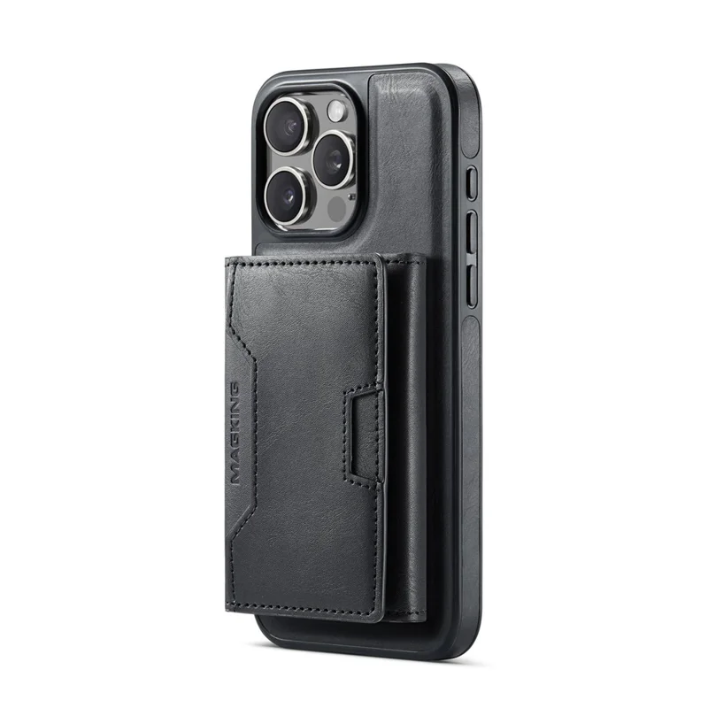 MAGKING K4-serie för iPhone 15 Pro Max-hölse kompatibel med MagSafe, avtagbar plånbok i PU, TPU och PC mobilhölse - Svart