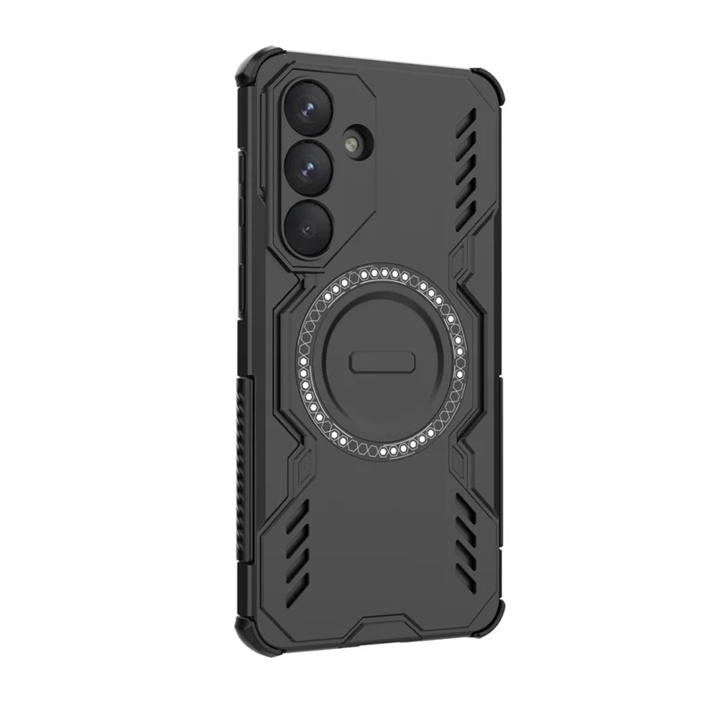 For Samsung Galaxy S26+ Magnetic Case Butterfly Armor Hollow Heat Dissipation PC + TPU Phone Cover - Black - 4