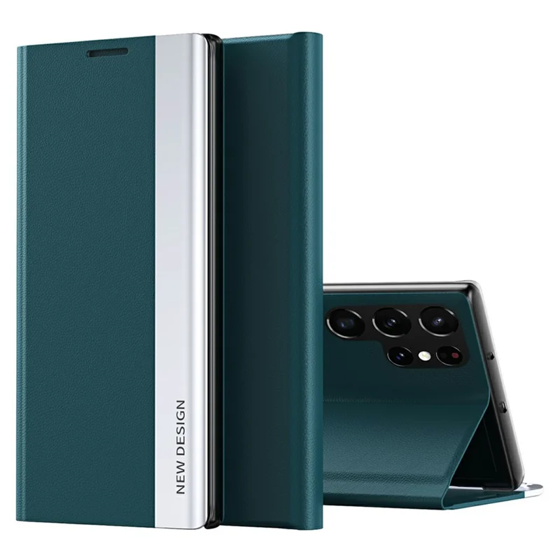 For Samsung Galaxy S26 Ultra Case Anti-Drop Leather Phone Cover with Stand - Green