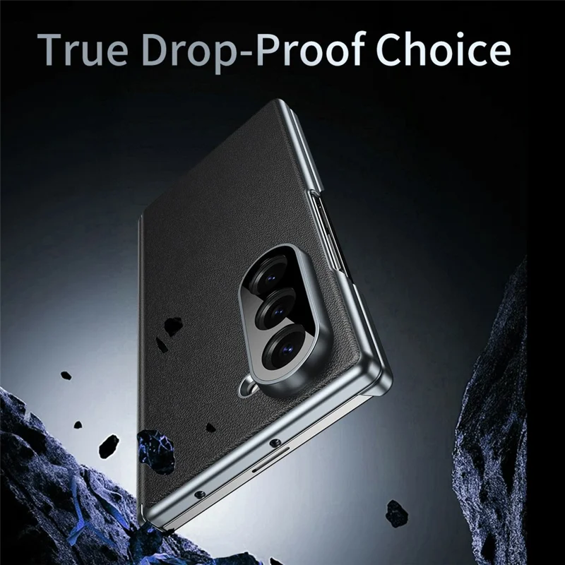 Чехол для Samsung Galaxy Z Fold6 5G с двойной осью шарнира, из искусственной кожи PU, жесткий поликарбонатный, складной, черный