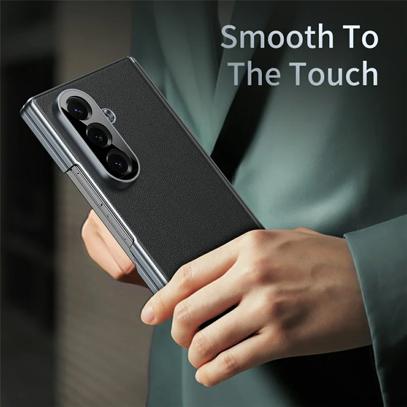 حالة سامسونج جالاكسي Z Fold7 5G ذات مفصل ثنائي المحور من جلد البولي يوريثان الصلب غطاء قابل للطي PC - أسود