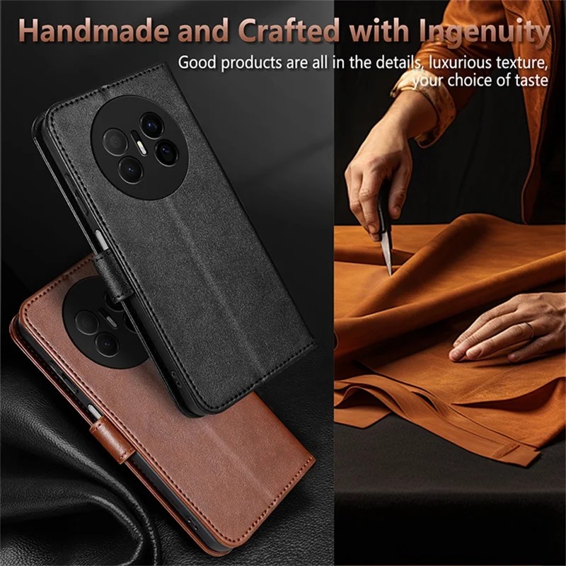 AZNS etui na Huawei Mate 70 Air, odporne na zarysowania, z kieszenią na portfel, podstawką, z kozaczka PU, kolor brązowy