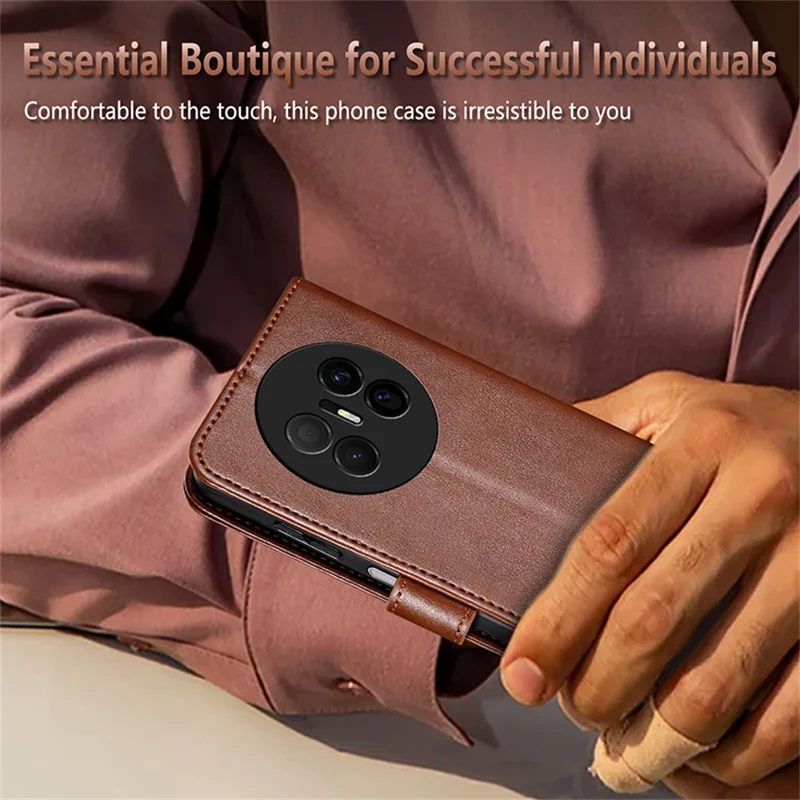 AZNS etui na Huawei Mate 70 Air, odporne na zarysowania, z kieszenią na portfel, podstawką, z kozaczka PU, kolor brązowy