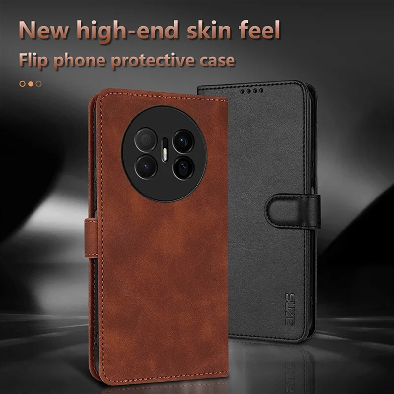 AZNS etui na Huawei Mate 70 Air, pokrowiec na telefon z syntetycznej skóry PU z funkcją portfela - brązowy