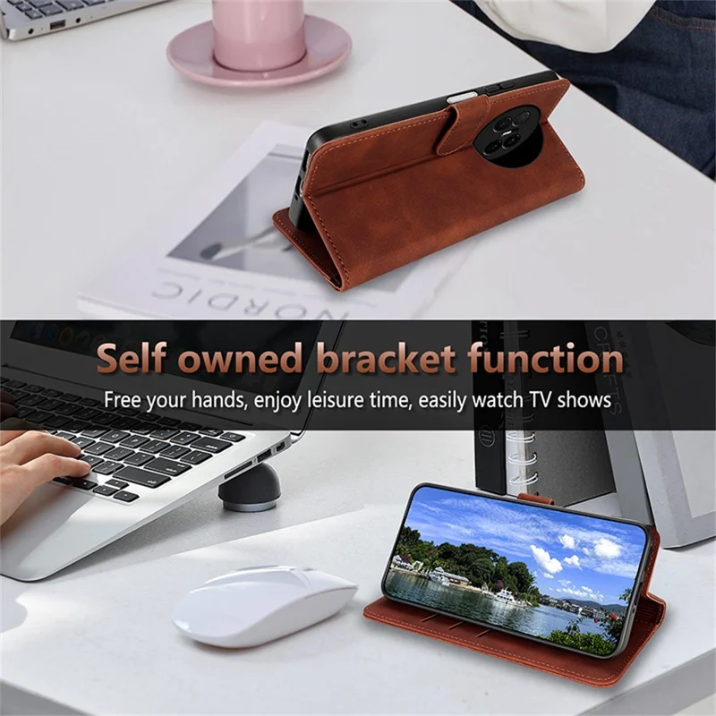 AZNS etui na Huawei Mate 70 Air, pokrowiec na telefon z syntetycznej skóry PU z funkcją portfela - brązowy