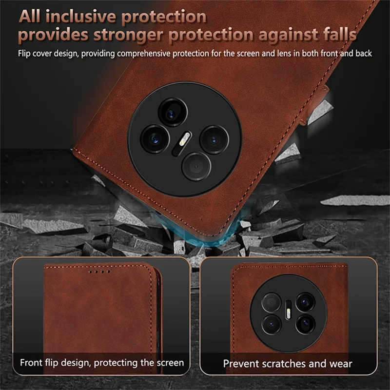 AZNS etui na Huawei Mate 70 Air, pokrowiec na telefon z syntetycznej skóry PU z funkcją portfela - brązowy