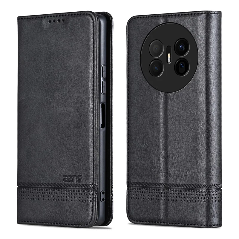 AZNS Etui na Huawei Mate 70 Air, Skórzane Etui Portfelik z Teksturowaną Skórą PU – Czarny