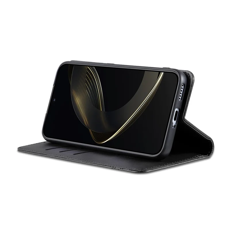 AZNS Etui na Huawei Mate 70 Air, Skórzane Etui Portfelik z Teksturowaną Skórą PU – Czarny