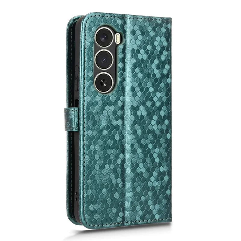 For itel A100 4G Wallet Case Dot Pattern Imprint PU Leather Phone Cover with Wrist Strap - Green