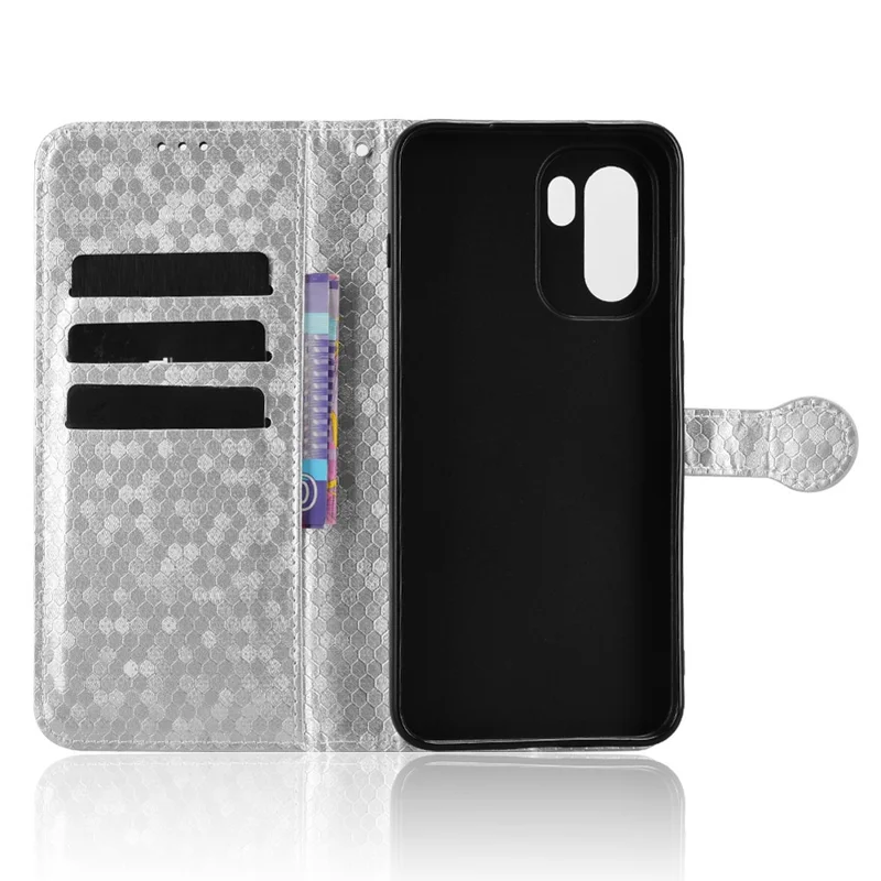 Wallet Case For OnePlus 15R 5G  /  Ace 6 5G Dot Pattern Imprint PU Leather Phone Cover with Wrist Strap - Silver
