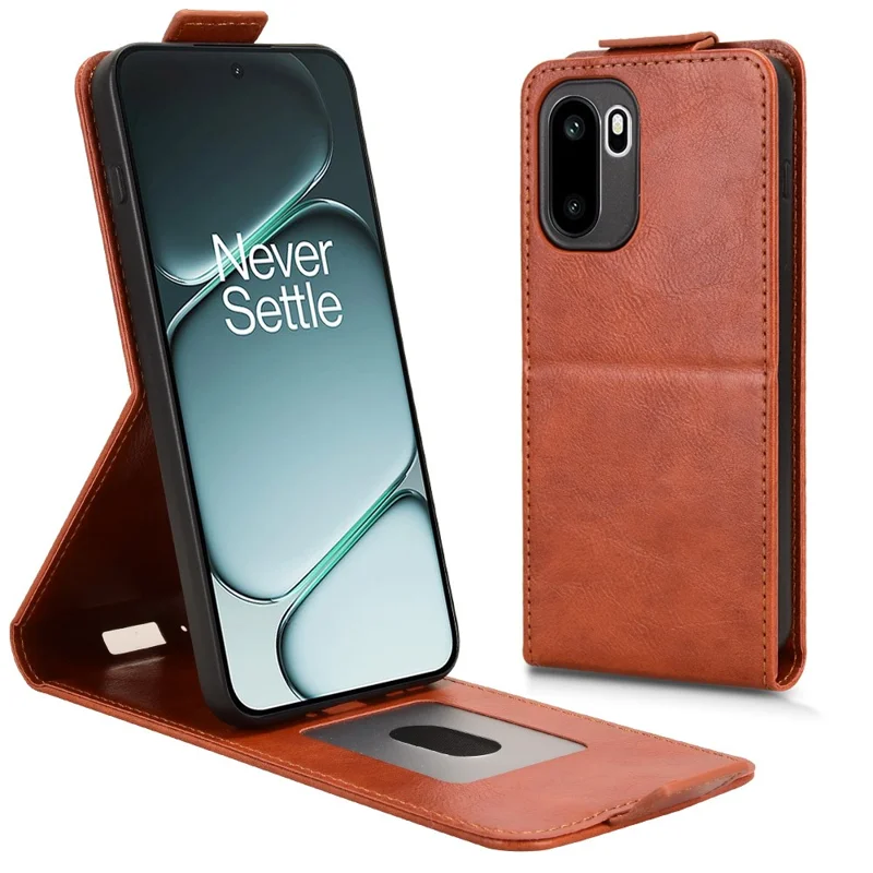 حالة حامل لهاتف OnePlus 15R 5G / Ace 6 5G غطاء جلد مع إغلاق مغناطيسي وفتح رأسي مع حامل بطاقة - برتقالي