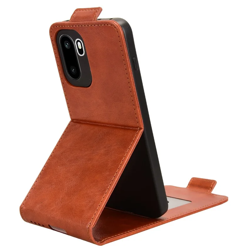 حالة حامل لهاتف OnePlus 15R 5G / Ace 6 5G غطاء جلد مع إغلاق مغناطيسي وفتح رأسي مع حامل بطاقة - برتقالي