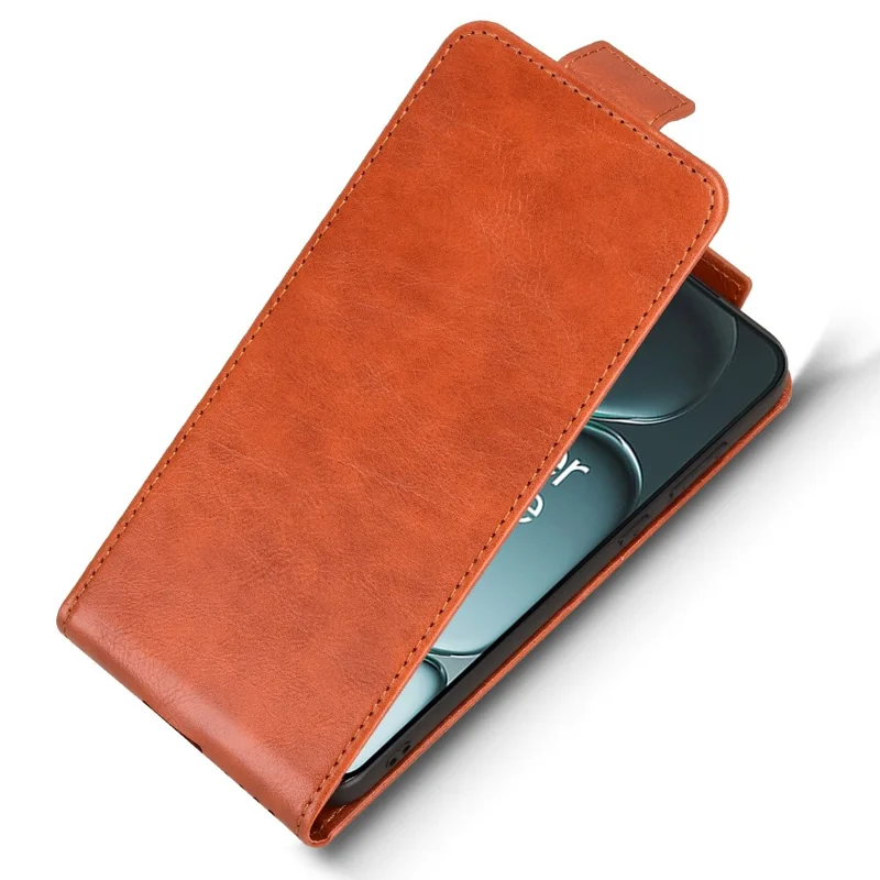 حالة حامل لهاتف OnePlus 15R 5G / Ace 6 5G غطاء جلد مع إغلاق مغناطيسي وفتح رأسي مع حامل بطاقة - برتقالي