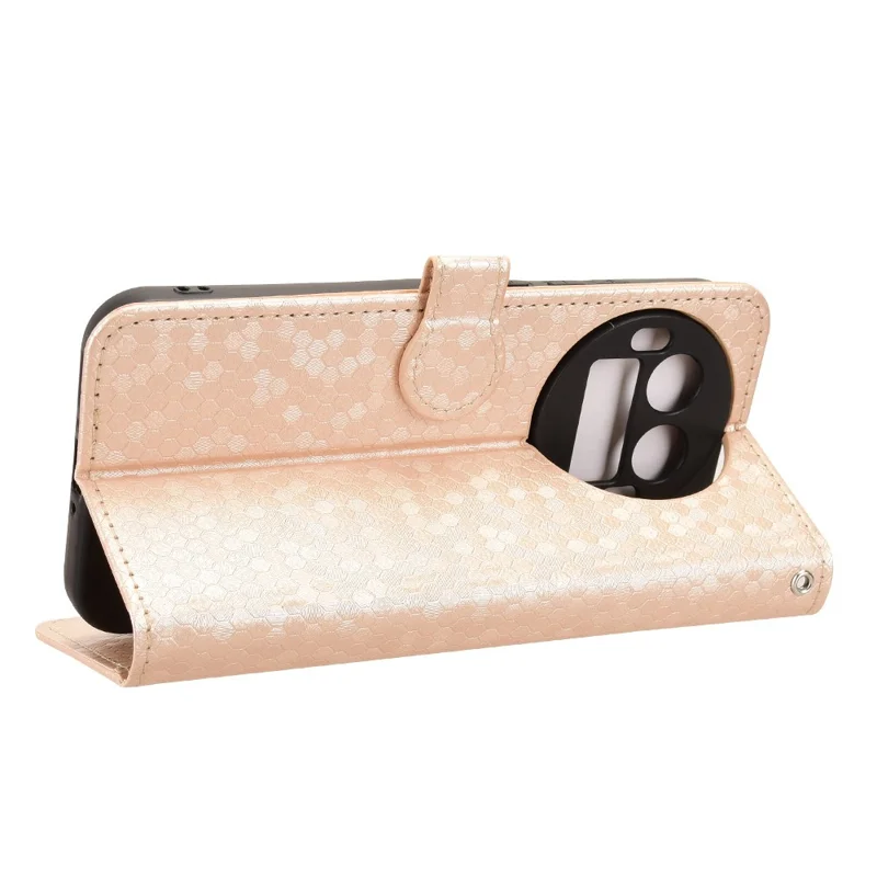 Für Realme GT 8 Pro 5G Brieftaschenhülle mit Punkt-Muster-Prägung aus PU-Leder mit Handschlaufe - Roségold