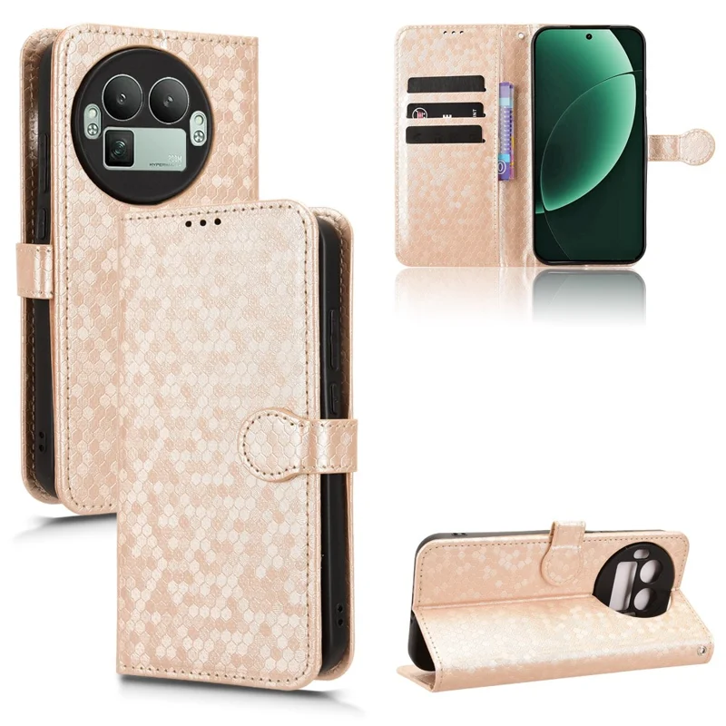 Für Realme GT 8 Pro 5G Brieftaschenhülle mit Punkt-Muster-Prägung aus PU-Leder mit Handschlaufe - Roségold