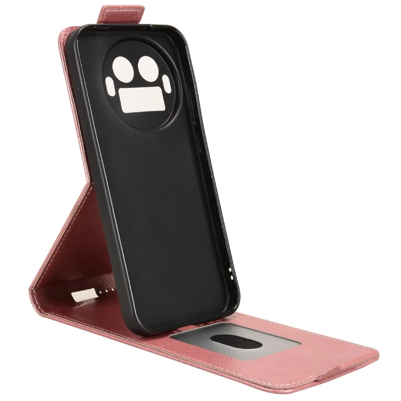 For Realme GT 8 Pro 5G Stand Case Magnetic Clasp Vertical Flip Leather Phone Cover with Card Holder - Rose Gold