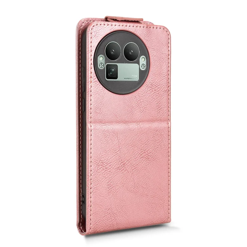 For Realme GT 8 Pro 5G Stand Case Magnetic Clasp Vertical Flip Leather Phone Cover with Card Holder - Rose Gold
