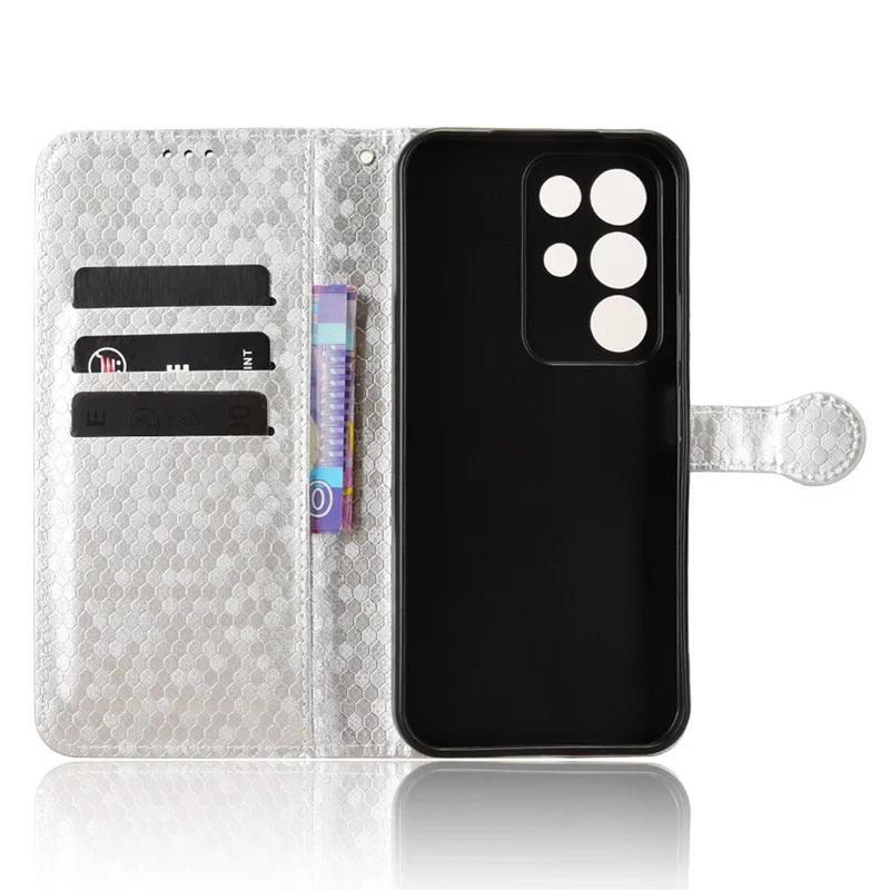 Wallet Case For Realme C85 5G  /  15x (India) 5G Dot Pattern Imprint PU Leather Phone Cover with Wrist Strap - Silver