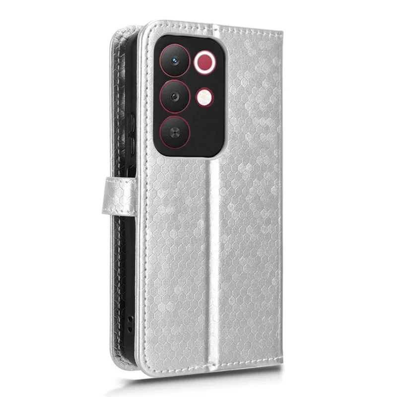 Wallet Case For Realme C85 5G  /  15x (India) 5G Dot Pattern Imprint PU Leather Phone Cover with Wrist Strap - Silver