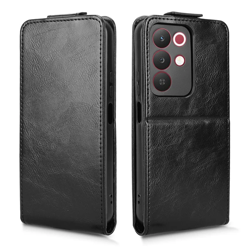 Stand Case For Realme C85 5G  /  15x (India) 5G Magnetic Clasp Vertical Flip Leather Phone Cover with Card Holder - Black
