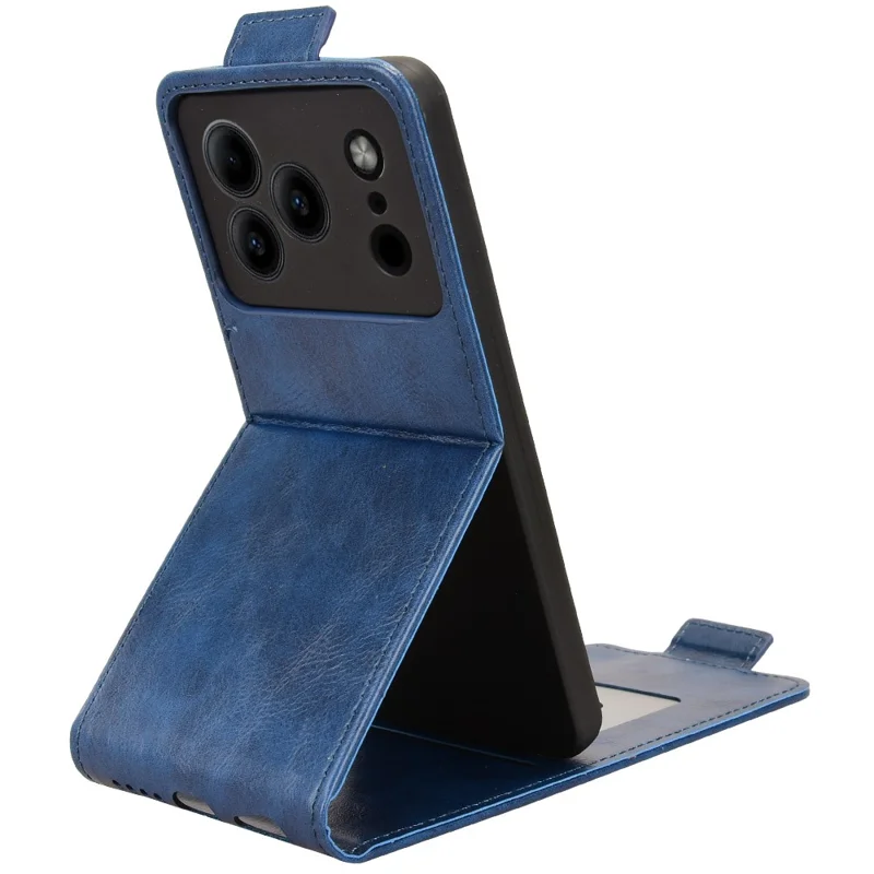 Чехол-подставка для Doogee Note 56 / Note 56 Pro с магнитной застежкой, вертикальный откидной кожаный чехол с держателем карт — темно-синий