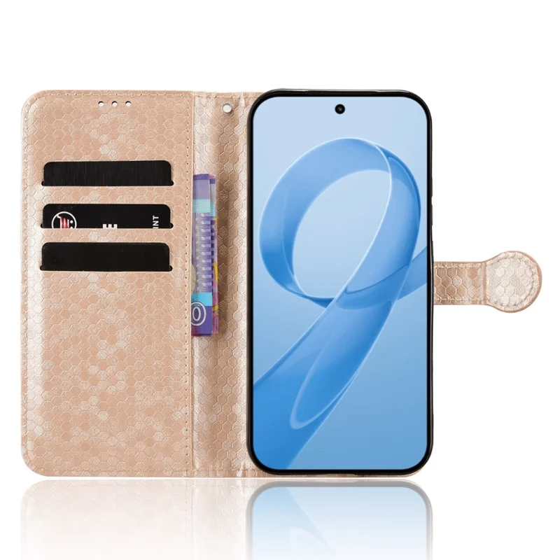 For Xiaomi Redmi K90 5G Wallet Case Dot Pattern Imprint PU Leather Phone Cover with Wrist Strap - Rose Gold