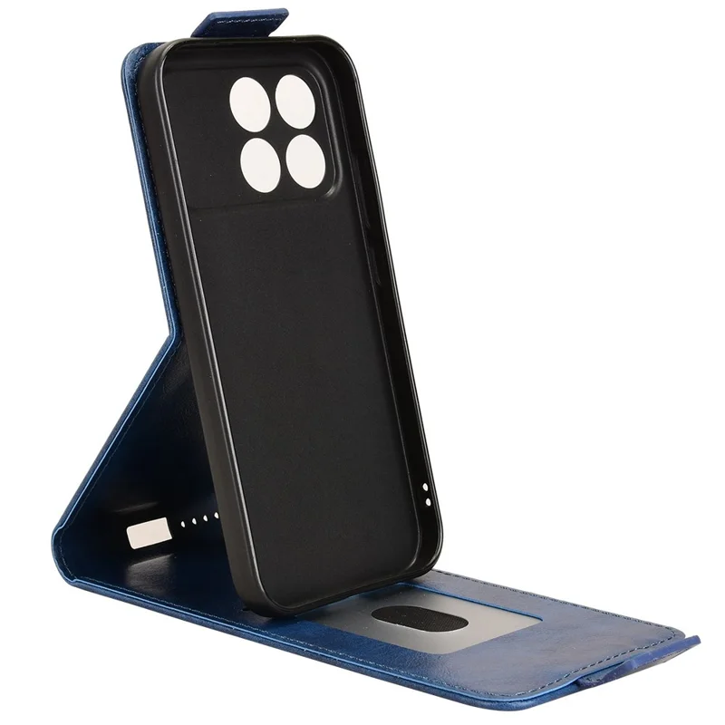 For Xiaomi Redmi K90 5G Stand Case Magnetic Clasp Vertical Flip Leather Phone Cover with Card Holder - Dark Blue