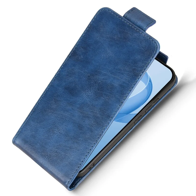 For Xiaomi Redmi K90 5G Stand Case Magnetic Clasp Vertical Flip Leather Phone Cover with Card Holder - Dark Blue