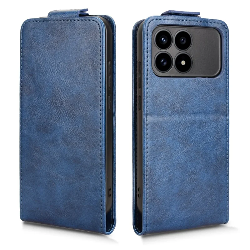 For Xiaomi Redmi K90 5G Stand Case Magnetic Clasp Vertical Flip Leather Phone Cover with Card Holder - Dark Blue
