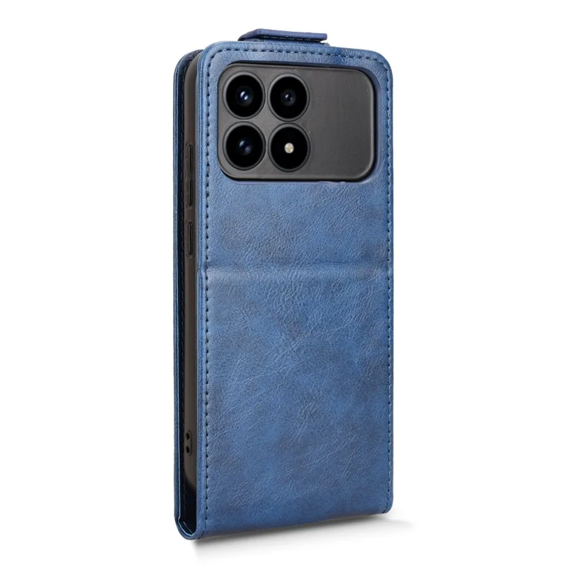 For Xiaomi Redmi K90 5G Stand Case Magnetic Clasp Vertical Flip Leather Phone Cover with Card Holder - Dark Blue