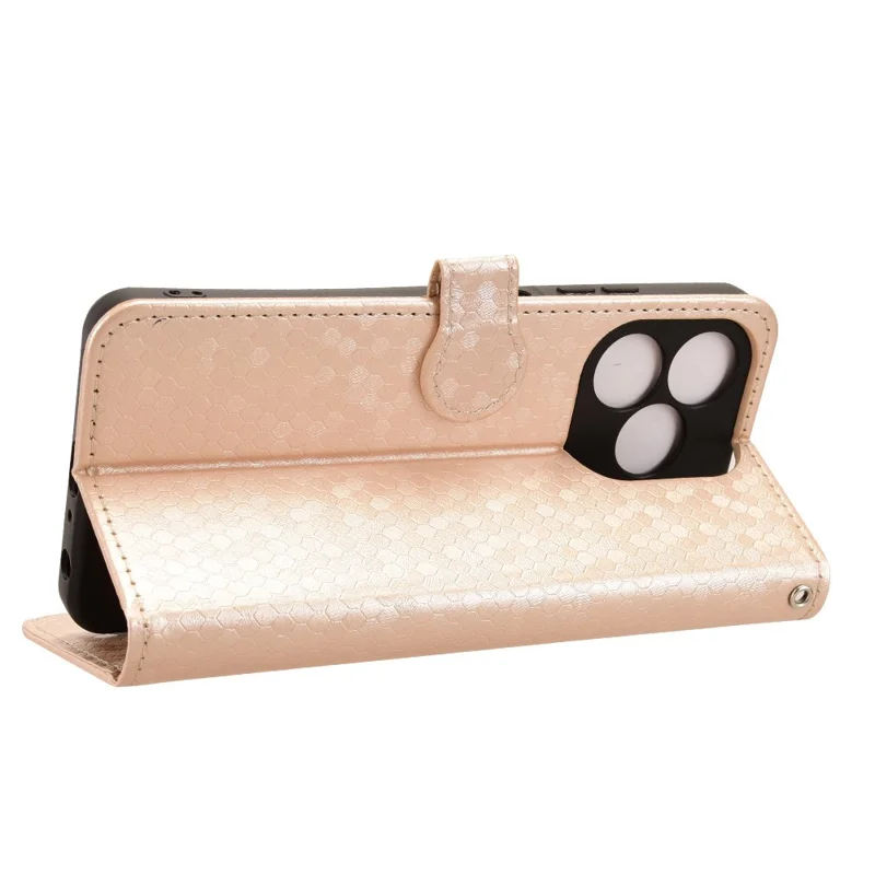Futerał portfelowy z nadrukiem kropek do Blackview Wave 9C, pokrowiec z tworzywa PU z przytaczem na nadgarstek - różowe złoto