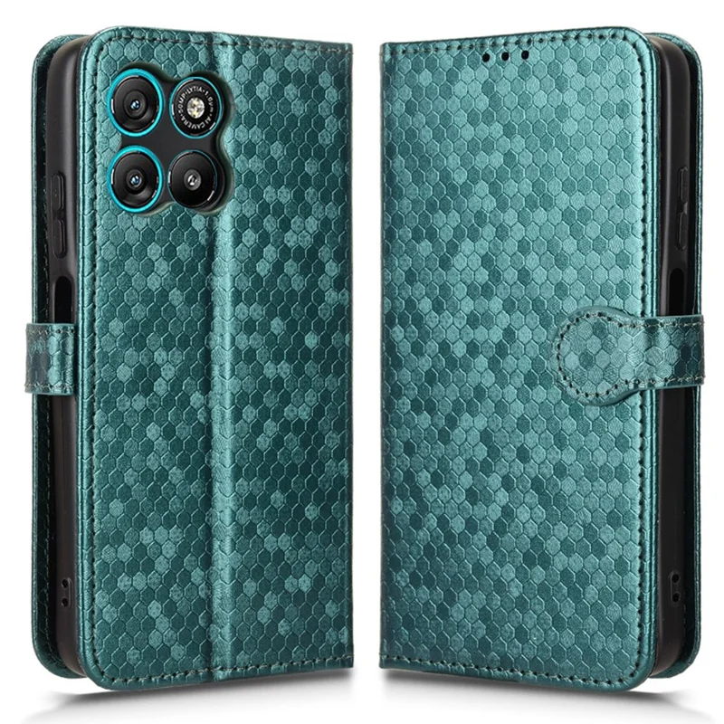 Wallet Case For Motorola Moto G67 Power 5G  /  G57 Power 5G Dot Pattern Imprint PU Leather Phone Cover with Wrist Strap - Green