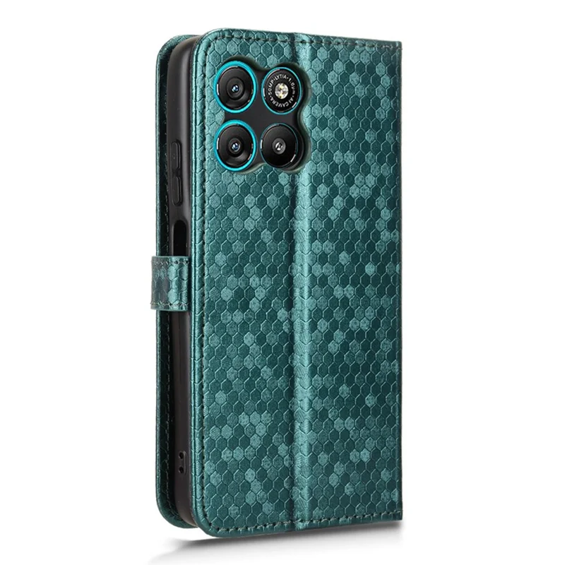 Wallet Case For Motorola Moto G67 Power 5G  /  G57 Power 5G Dot Pattern Imprint PU Leather Phone Cover with Wrist Strap - Green
